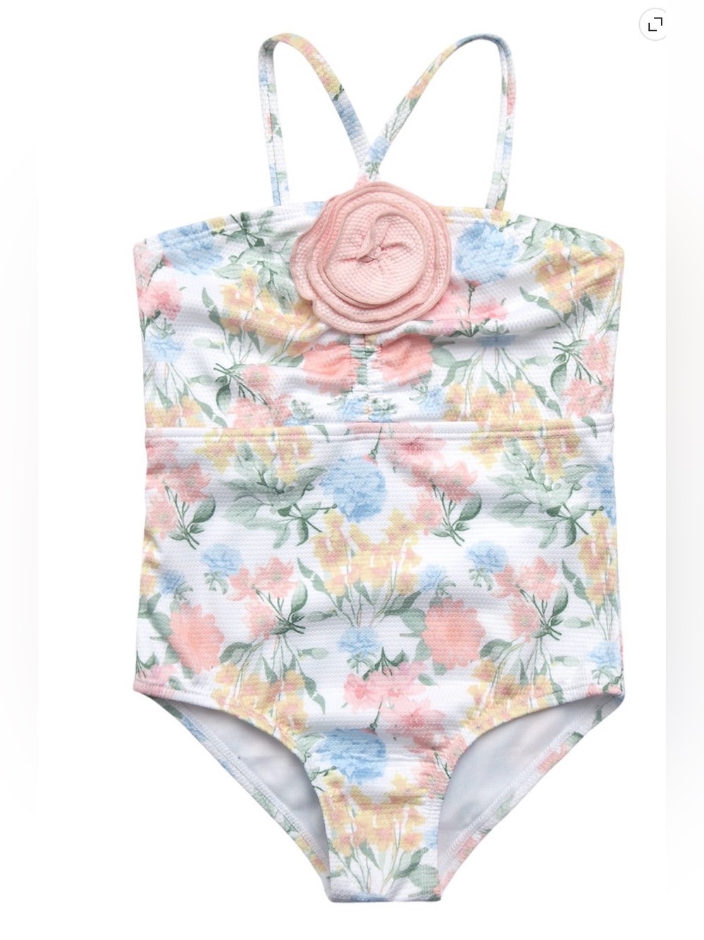 Jessica Simpson Pastel Floral One-Piece Swimsuit with Pink Rosette